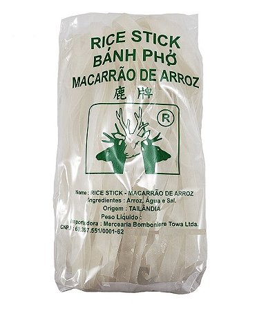 Macarrão De Arroz Tailandês Rice Stick Banh Pho 5mm Deer 300g