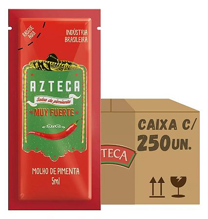 Molho De Pimenta Muy Fuerte Azteca Cx Com 250 Un 5ml Sache