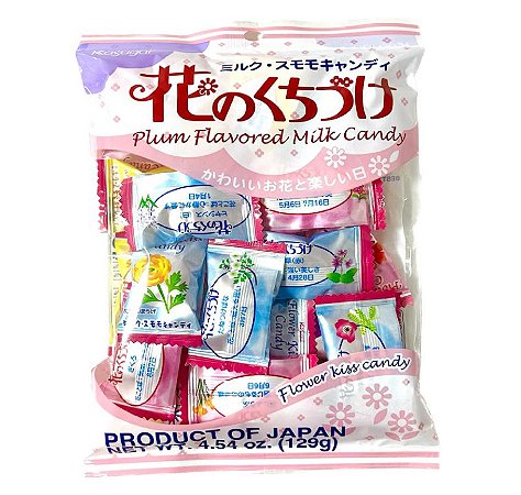 Bala de Flor Flower Kiss Japonesa  Kasugai Leite e Pessego 129G
