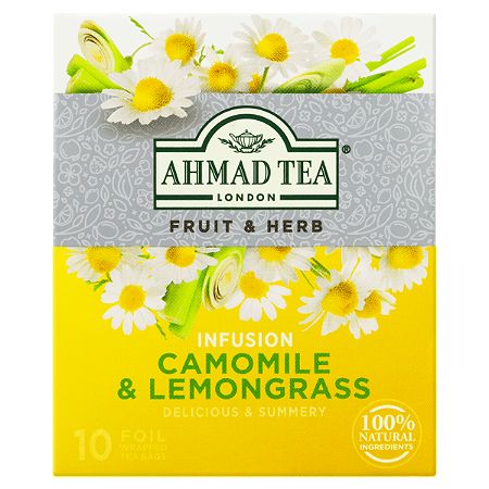Chá Ahmad Misto de Camomila e Capim-Limão Tea London Fruit e Herb Caixa 15g 10 Unidades de 1,5g Cada