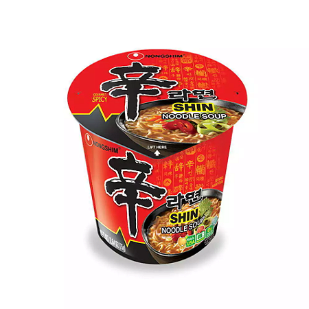 Macarrão Instantâneo Nongshim Shin Ramyun Lamen Cup Sabor Carne e Vegetais 68g