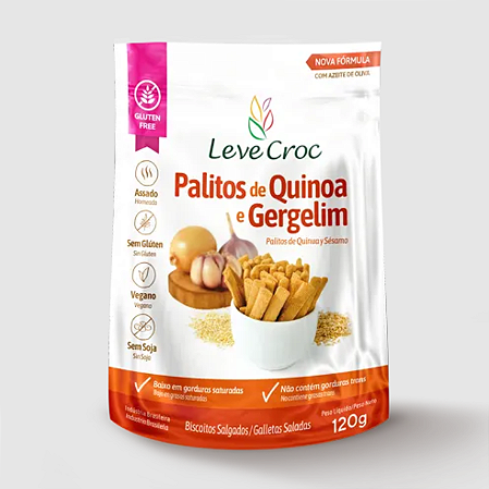 Palitos Salgados Quinoa e Gergelim Leve Croc 120G