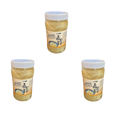 Gengibre Tradicional Fatiado 340g Pote Yumart Kit com 3