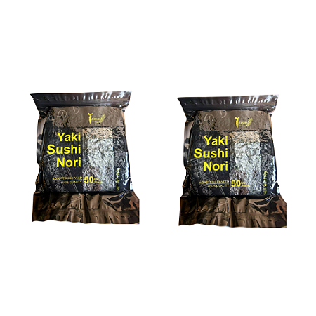 Alga Marinha Yakisushi Nostimo Nori Black 140g com 50 folhas KIT 2X
