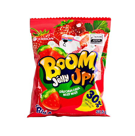 Bala Gelatina Gummy Orion Gel Boom Jelly Morango 52,5G