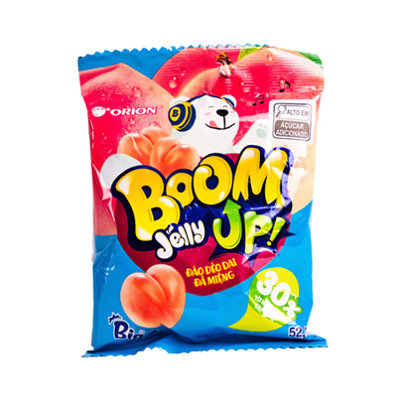 Bala Gelatina Gummy Orion Gel Boom Jelly Pessego 52,5G