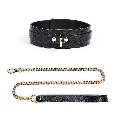 Coleira Bondage com Corrente Guia Premium