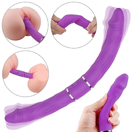 PÊNIS DUPLO DILDO 9 VIBRAÇÕES 35X3,5CM