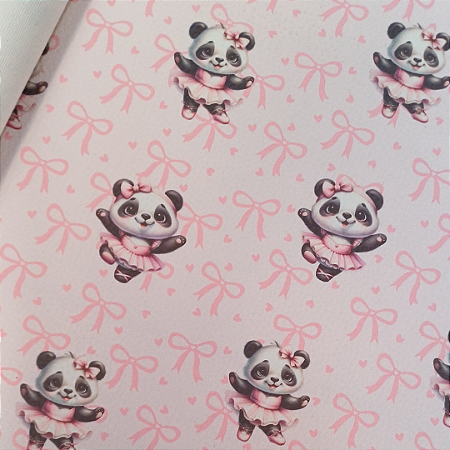 Sintetico Dollaro - PANDA BAILARINA (FUNDO ROSA)