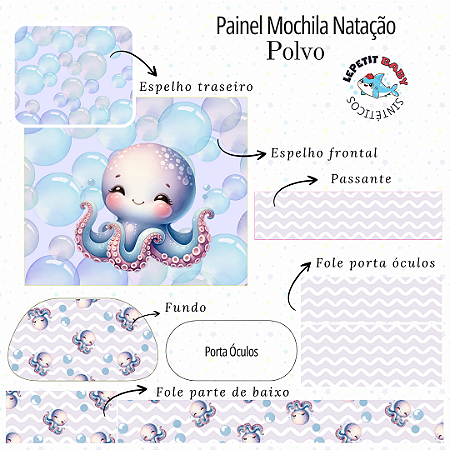 Sintético Dollaro - PAINEL MOCHILA NATAÇÃO POLVO