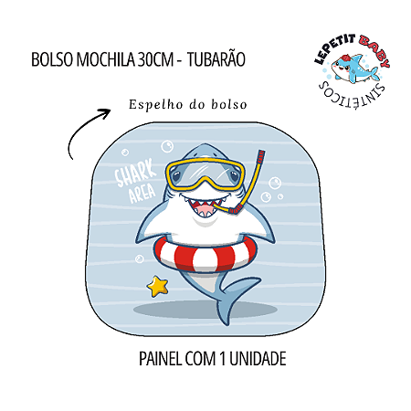 Sintético Dollaro - BOLSO MOCHILA 30CM - TUBARÃO (VOLTA AULAS 2025)