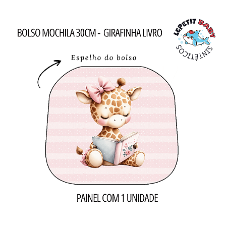 Sintético Dollaro - BOLSO MOCHILA 30CM  - GIRAFINHA LIVRO  (VOLTA AULAS 2025)