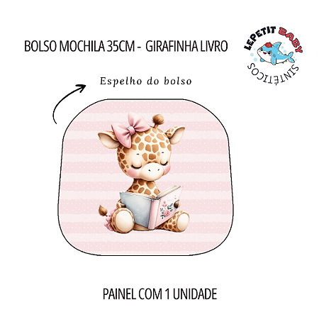 Sintético Dollaro - BOLSO MOCHILA 35CM - GIRAFINHA LIVRO  (VOLTA AULAS 2025)