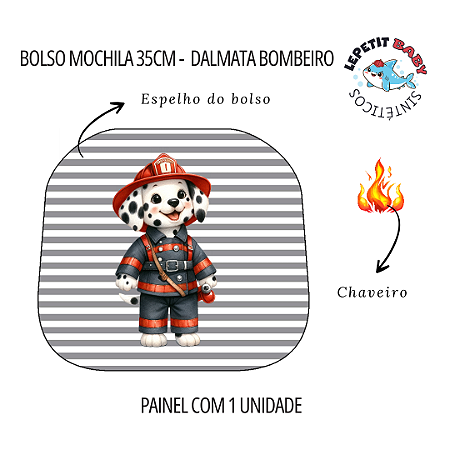 Sintético Dollaro - BOLSO MOCHILA 35CM - DALMATA BOMBEIRO (VOLTA AULAS 2025)