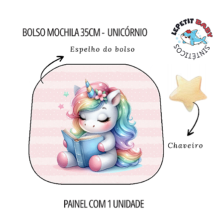 Sintético Dollaro - BOLSO MOCHILA 35CM - UNICÓRNIO (VOLTA AULAS 2025)