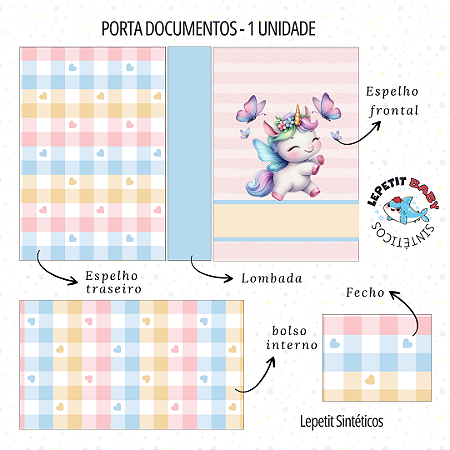 Sintético Dollaro - PAINEL PORTA DOCUMENTOS - UNICÓRNIO
