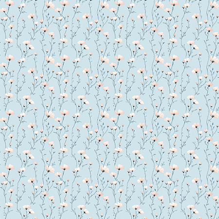Sintetico Dollaro - FLORAL SAFARI MELINA (FUNDO AZUL CLARO)