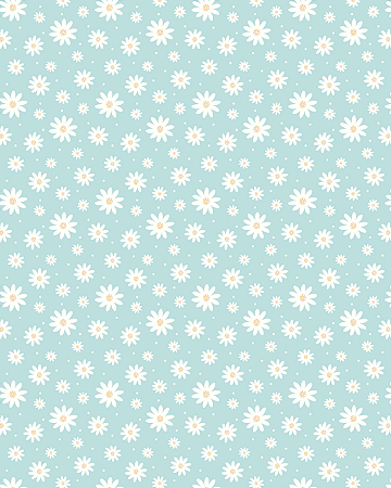 Sintetico Dollaro - FLOWERS MARGARIDAS (FUNDO VERDE AGUA)