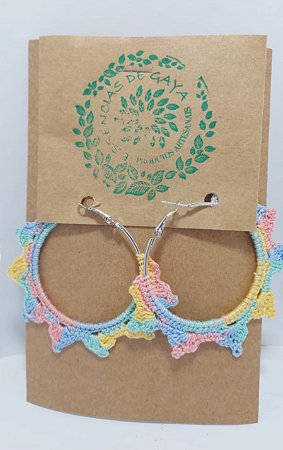 Brinco Crochê Argola Multicolorida