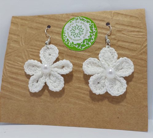 Brincos de Crochê com Gancho e Pérola