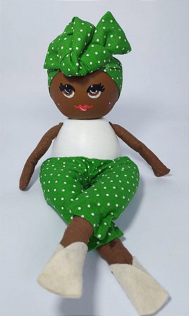 Suporte para Vaso de Cerâmica Roupa Verde com Bolinhas