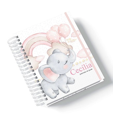 Caderneta de Saúde Elefantinha Feliz (Personalize com o nome)