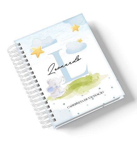 Caderneta de Saúde Elefantinho Azul (Personalize com o nome)