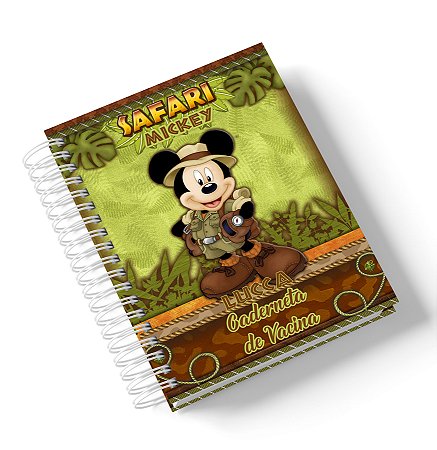 Caderneta de Saúde Mickey Safari (Personalize com o nome)
