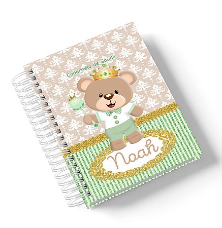 Caderneta de Saúde Ursinho Príncipe Verde (Personalize com nome)