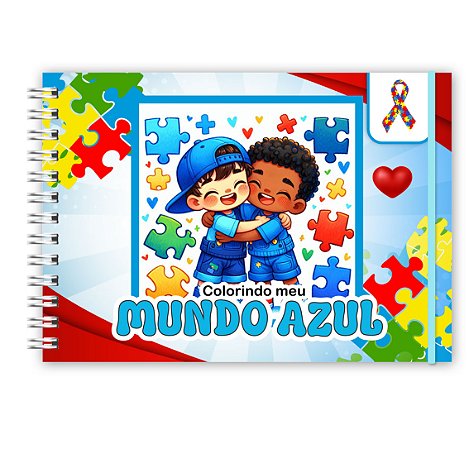 Livro de Colorir Meu Mundo Azul Autismo Menino (Personalize com o nome)