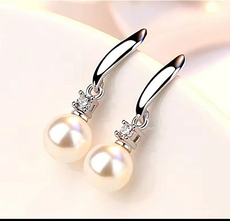 Brinco banhado a prata 925 pérola espiral