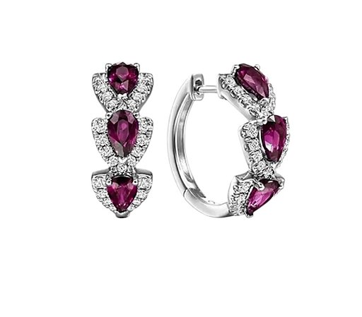 Brinco Banhado a prata com Zirconias Argola rosa rubi