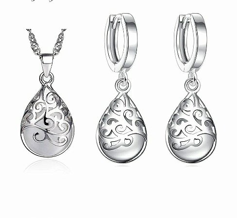 Conjunto banhado a Prata 925 com Madrepérola Branca