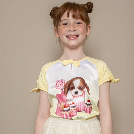 Blusa Infantil Menina Cachorrinho