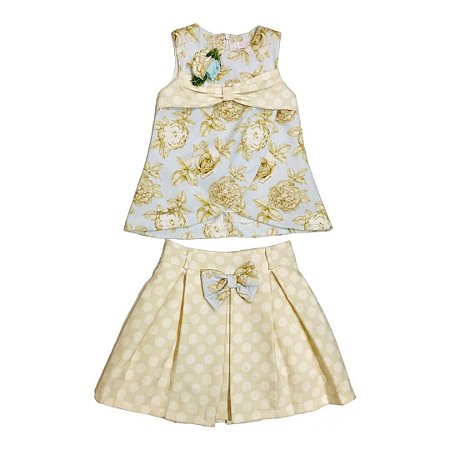 Conjunto Infantil Menina Floral Saia