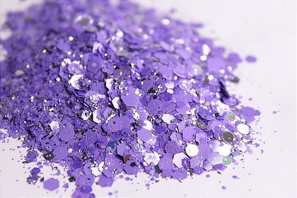 Glitter Hexágono com Folha de Prata Roxo - 7g
