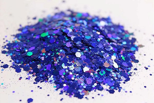 Glitter Hexágono Holográfico Azul Royal - 7g