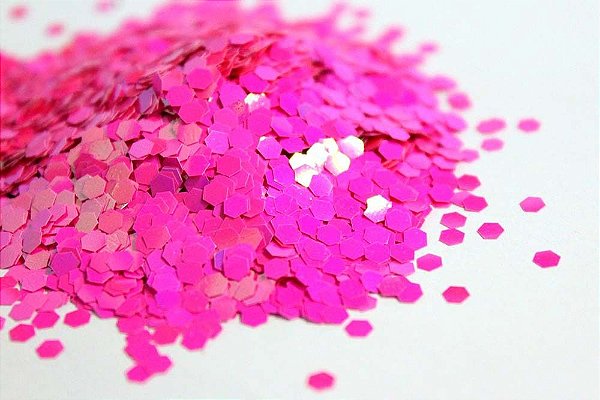 Glitter Hexágono Holográfico Pink - 7g