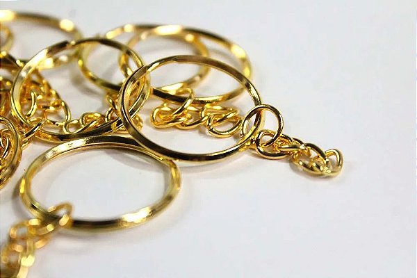 Kit Argola de Chaveiro - 10 Unidades - Dourado