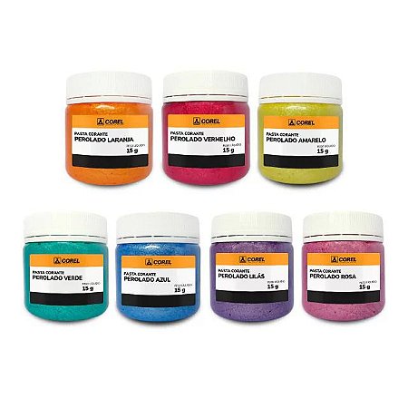 Kit com 7 Cores de Pigmentos Perolados em Pasta - 15g Cada