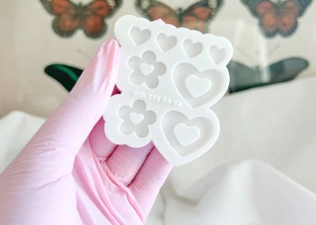 Molde Brincos Coração e Flor Pequena 2,5cm x 2cm