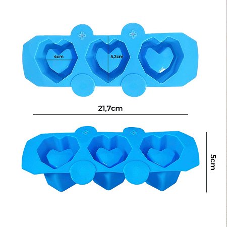 Molde de Silicone - 3 Vasos - Coração