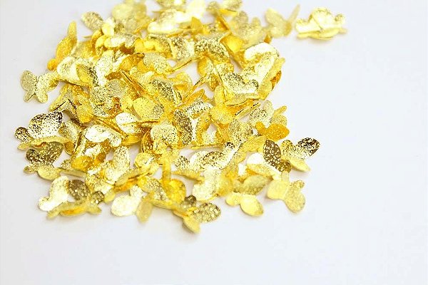 Mini Borboleta Metálica 3D - 20 Unidades - Dourado