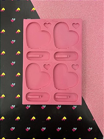 Molde Mini Corações com Suporte - 4 Cavidades