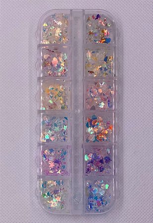 Apliques Holográficos Cores Sortidas - 12 Unidades
