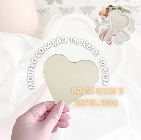 Acrílico Espelhado Para Espelho Coração (Moldes da Gê) - 3 Unidades