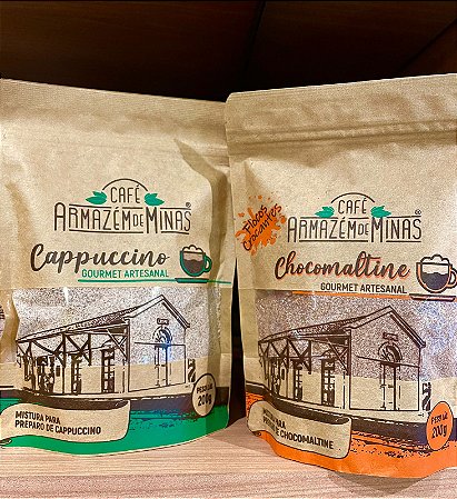 CAPPUCCINO E CHOCOMALTINE GOURMET ARMAZEM DE MINAS 200 GRAMAS