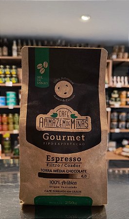 CAFÉ GOURMET TORRADO EM GRÃOS ESPRESSO 6.0 ARMAZÉM DE MINAS