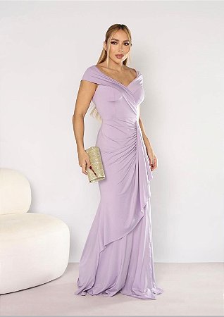 Vestido longo drapeado.