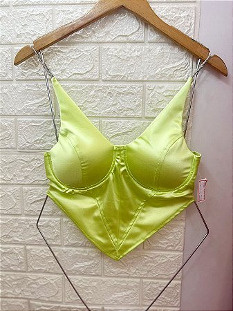 Corset verde acetinado